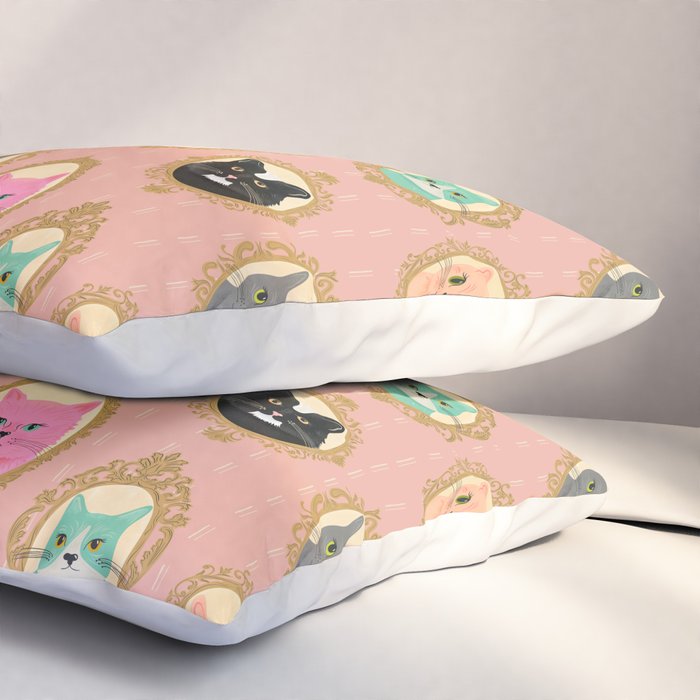 Cat Cameos - Cute Kitty Portraits Pillow Sham Gallery Image 3