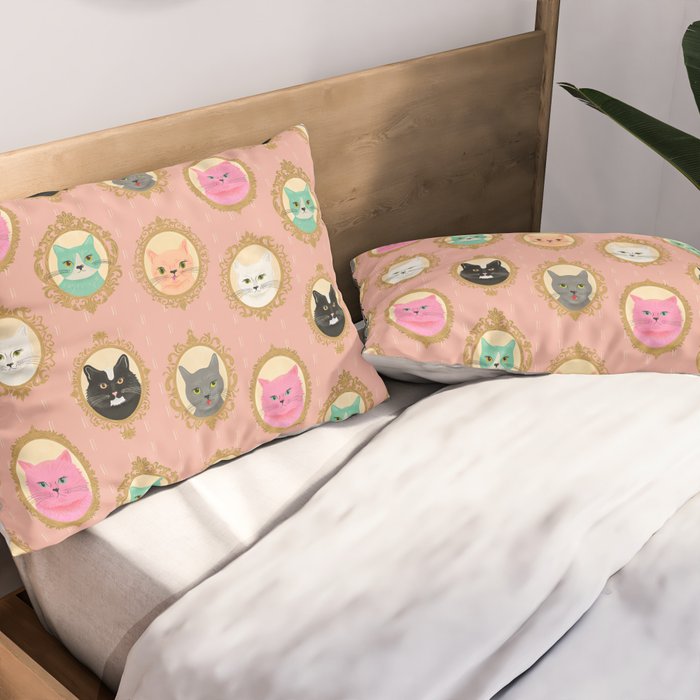 Cat Cameos - Cute Kitty Portraits Pillow Sham Gallery Image 2