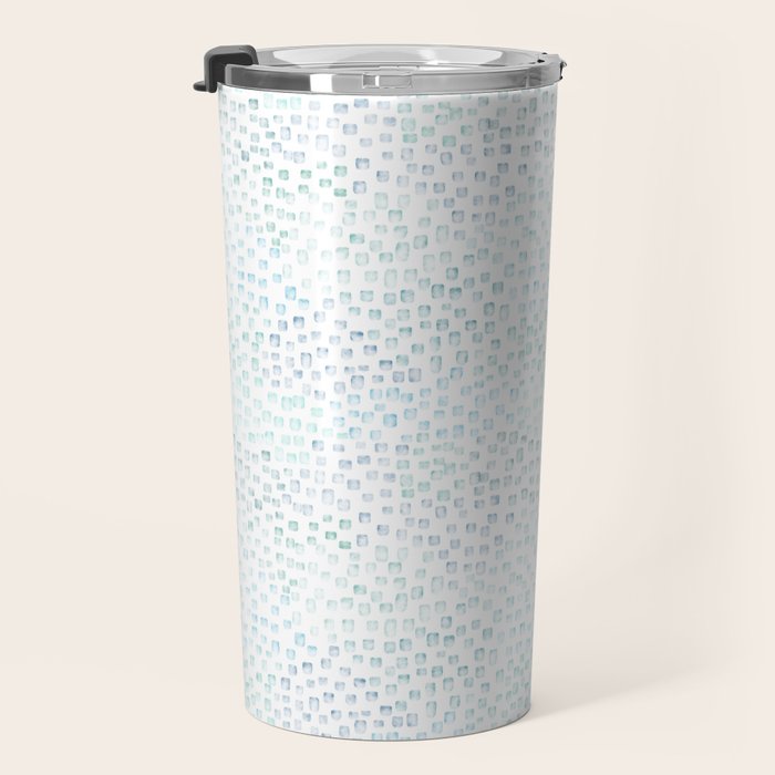 Sea Glass Watercolor // Turquoise Blue and Green Ocean Glass Beach Art Travel Mug Gallery Image 3