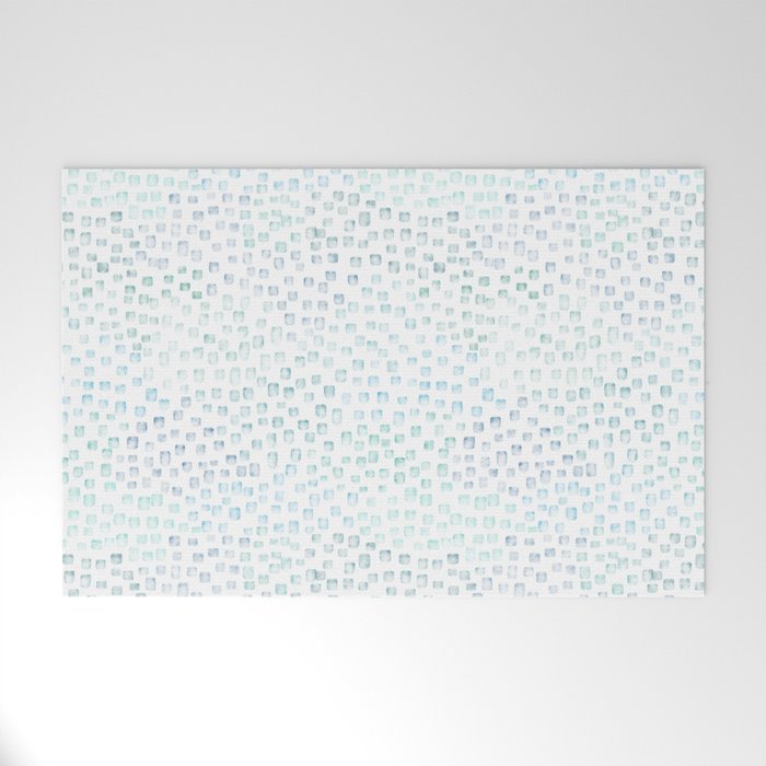 Sea Glass Watercolor // Turquoise Blue and Green Ocean Glass Beach Art Welcome Mat Gallery Image 1