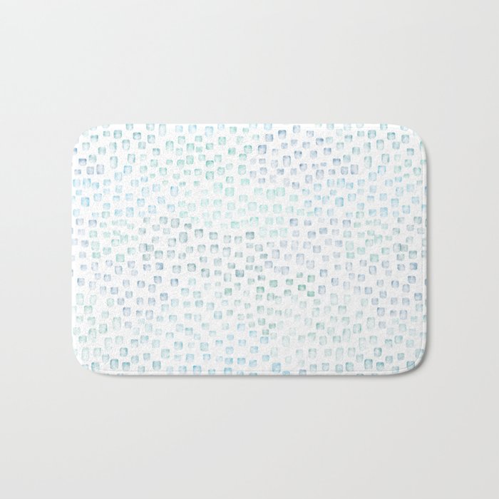 Sea Glass Watercolor // Turquoise Blue and Green Ocean Glass Beach Art Bath Mat Gallery Image 1