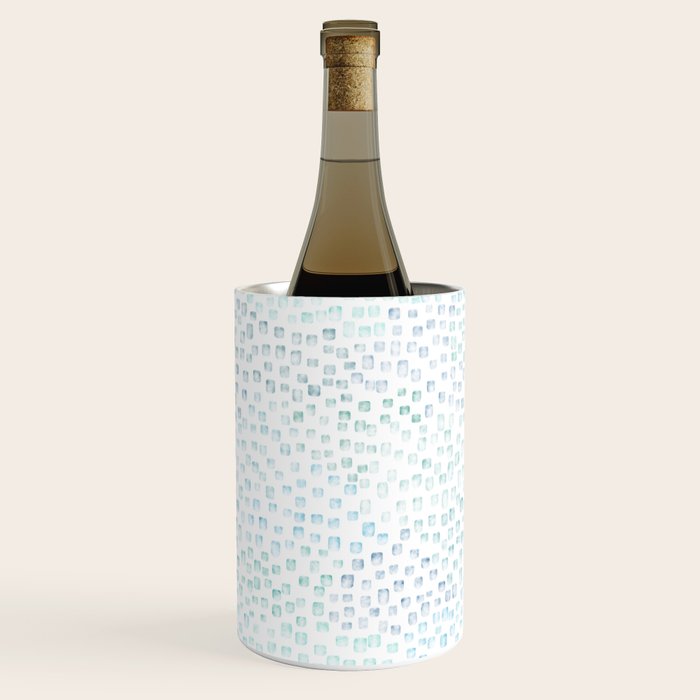 Sea Glass Watercolor // Turquoise Blue and Green Ocean Glass Beach Art Wine Chiller Gallery Image 1