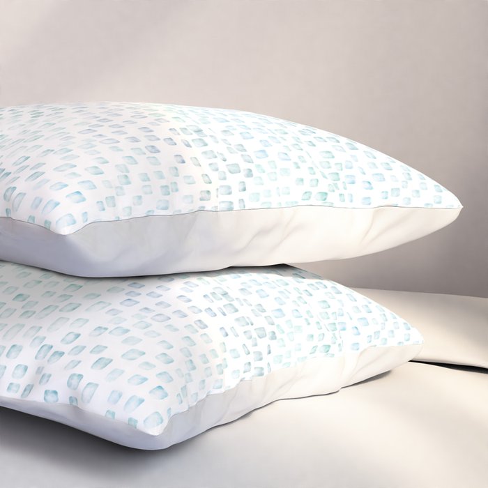 Sea Glass Watercolor // Turquoise Blue and Green Ocean Glass Beach Art Pillow Sham Gallery Image 3