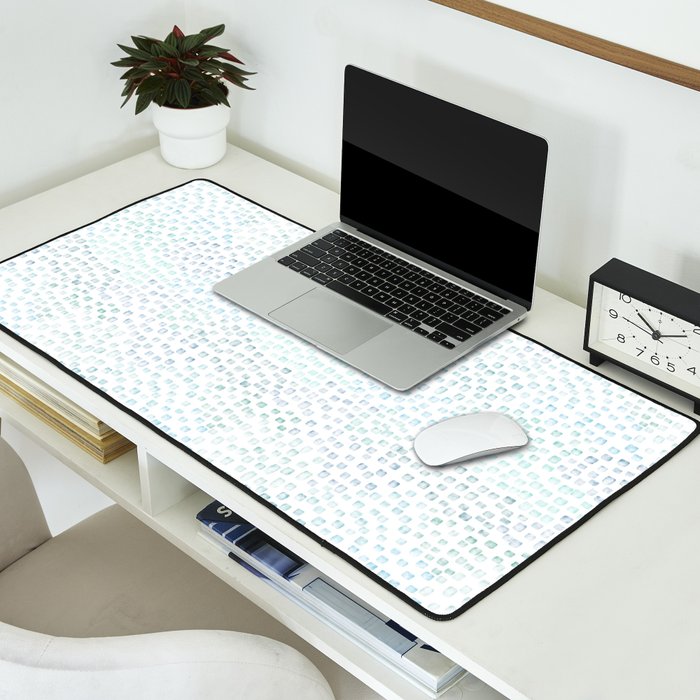 Sea Glass Watercolor // Turquoise Blue and Green Ocean Glass Beach Art Desk Mat Gallery Image 2