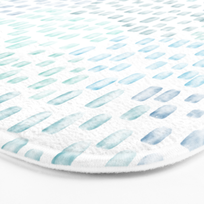 Sea Glass Watercolor // Turquoise Blue and Green Ocean Glass Beach Art Bath Mat Gallery Image 3