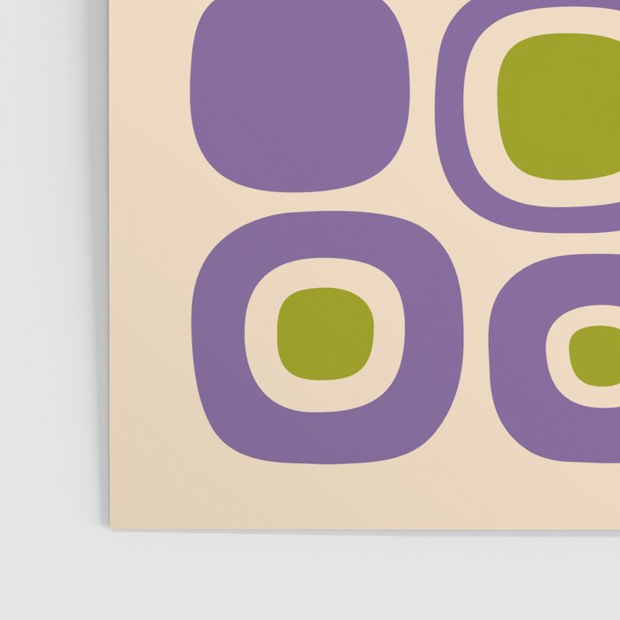Mid Century Modern Garden Path Pattern 339 Purple and Olive Green Poster Gallery Image 3