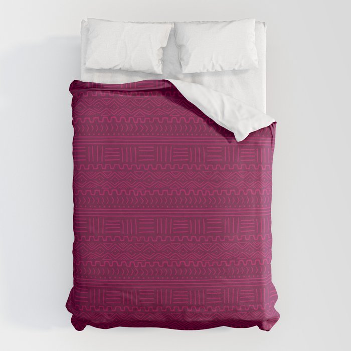 Mud Cloth in Raspberry Duvet Cover Gallery Image 1