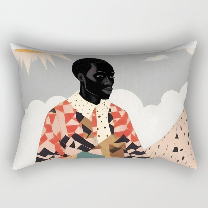 Virat Roop, Unimaginable Power God Divine Collage, Outdoors Adventure Travel Mountains, Nature Landscape Black Person Cycling Graphic Rectangular Pillow Gallery Image 2