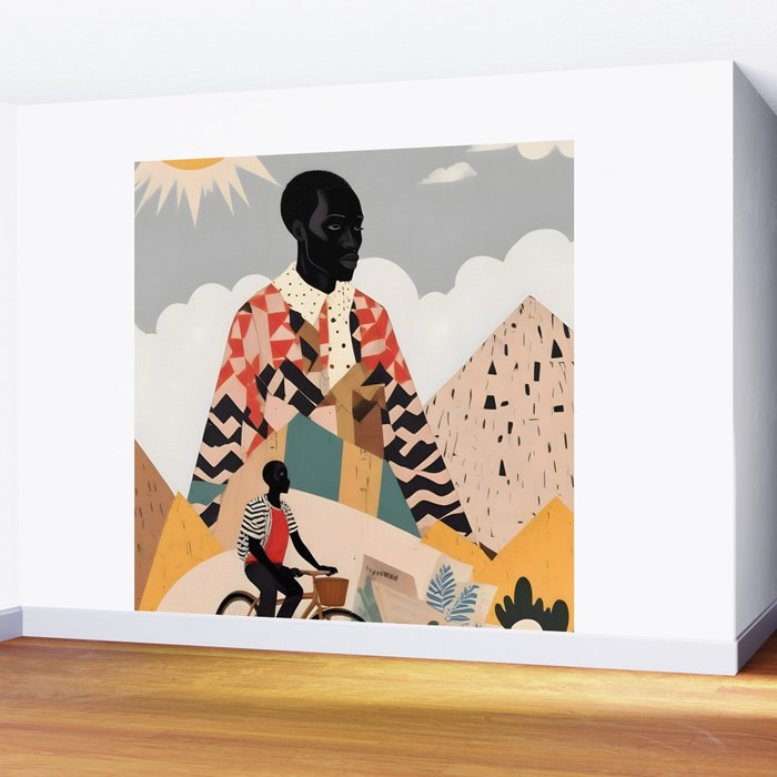 Virat Roop, Unimaginable Power God Divine Collage, Outdoors Adventure Travel Mountains, Nature Landscape Black Person Cycling Graphic Wall Mural Gallery Image 2