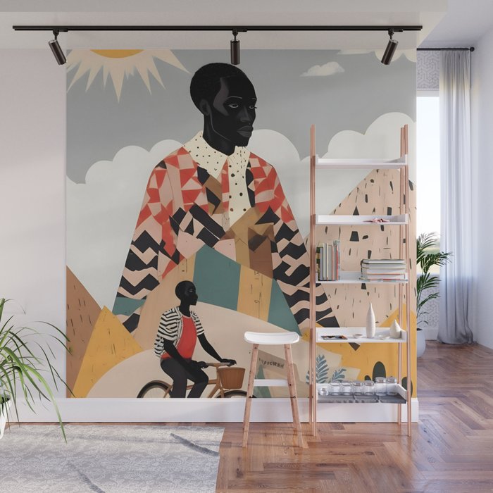 Virat Roop, Unimaginable Power God Divine Collage, Outdoors Adventure Travel Mountains, Nature Landscape Black Person Cycling Graphic Wall Mural Gallery Image 1