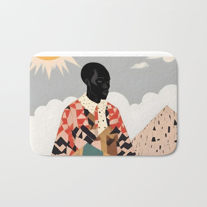 Virat Roop, Unimaginable Power God Divine Collage, Outdoors Adventure Travel Mountains, Nature Landscape Black Person Cycling Graphic Bath Mat Gallery Image 1