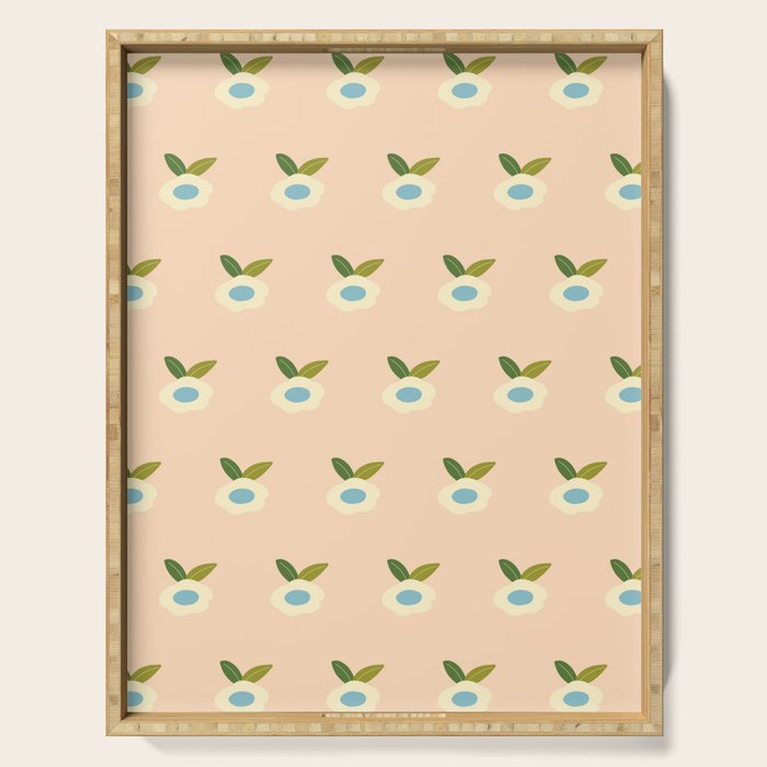 Simple Peach Floral - small flowers Serving Tray Gallery Image 1