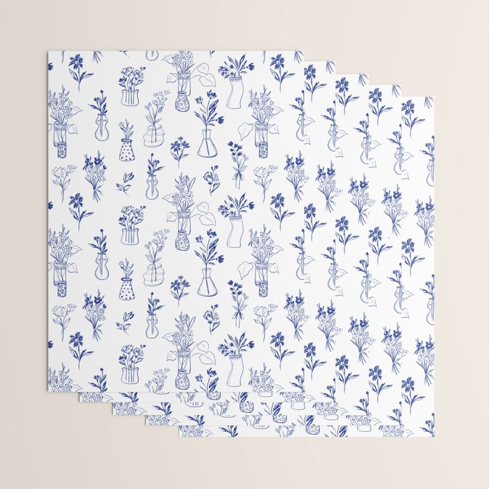 Simple Still Life with Flowers and Vases Wrapping Paper Gallery Image 3