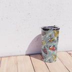 Quirky beautiful moths // morning blue textured background oxford navy blue ivory yellow and red tiger moth insects Travel Mug Gallery Image 4