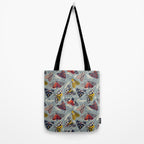 Quirky beautiful moths // morning blue textured background oxford navy blue ivory yellow and red tiger moth insects Tote Bag Gallery Image 2