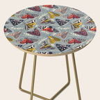 Quirky beautiful moths // morning blue textured background oxford navy blue ivory yellow and red tiger moth insects Side Table Gallery Image 2