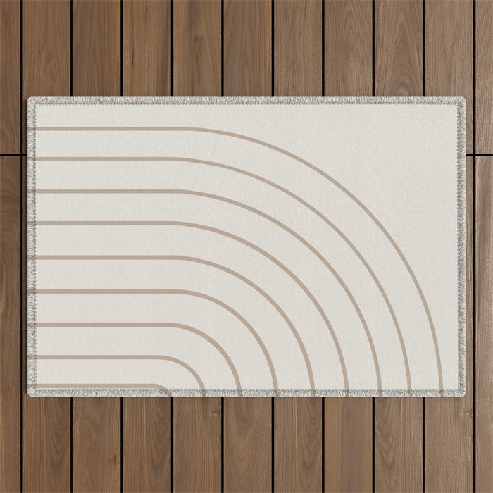 Minimal Arch XI Natural Neutral Modern Geometric Lines Outdoor Rug Gallery Image 1