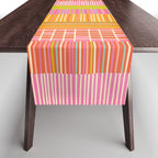 Spring Patchwork Whimsical Finnish Stripe Pattern Pink Orange Lime Table Runner Gallery Image 1