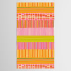 Spring Patchwork Whimsical Finnish Stripe Pattern Pink Orange Lime Tablecloth Gallery Image 2