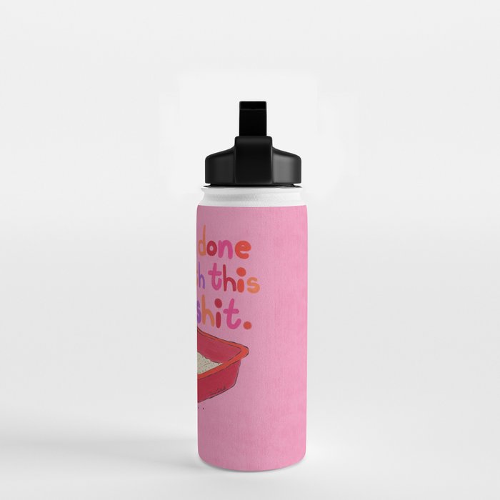 I'm Done With This Shit - Funny Cat Pun Water Bottle Gallery Image 2
