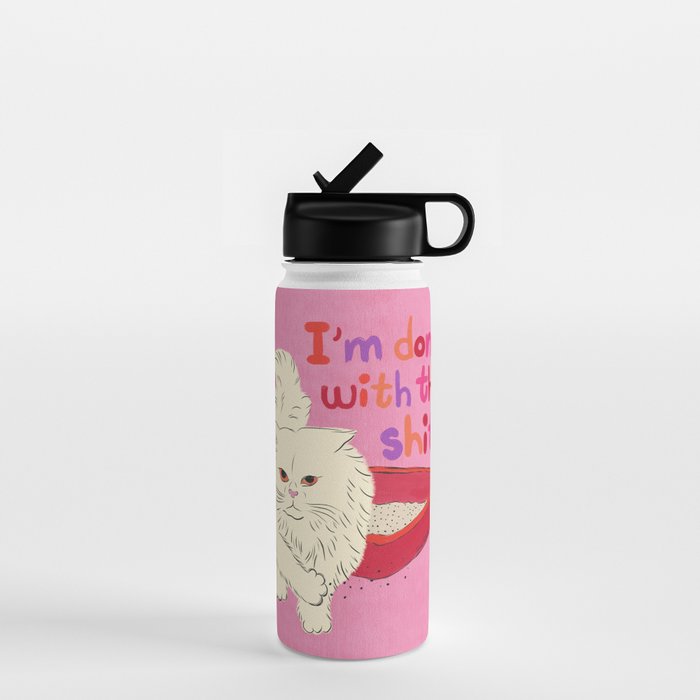 I'm Done With This Shit - Funny Cat Pun Water Bottle Gallery Image 1
