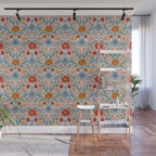  Victorian Botanicals - Carnation in Red and Blue Wall Mural Gallery Image 1