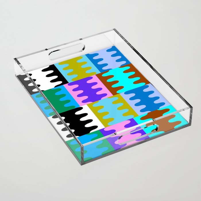 Funky Modern Wavy Shapes 2.0 | Color Block Pattern Acrylic Tray Gallery Image 1