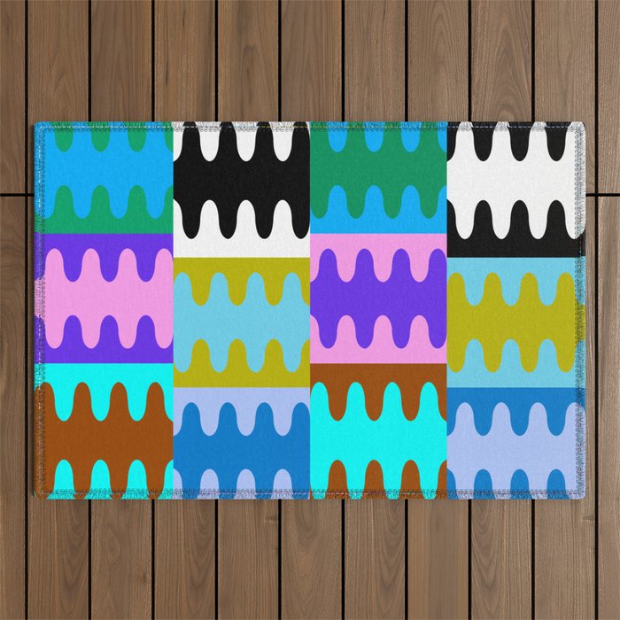 Funky Modern Wavy Shapes 2.0 | Color Block Pattern Outdoor Rug Gallery Image 1