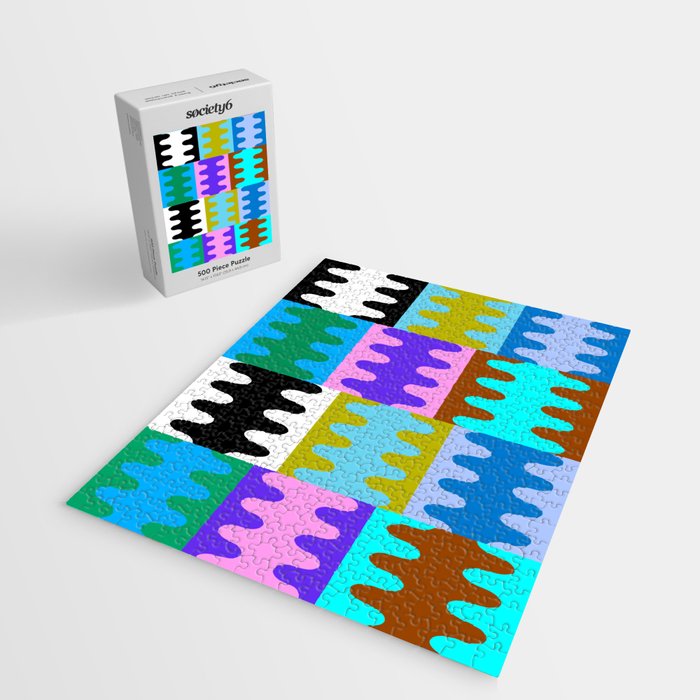 Funky Modern Wavy Shapes 2.0 | Color Block Pattern Jigsaw Puzzle Gallery Image 2
