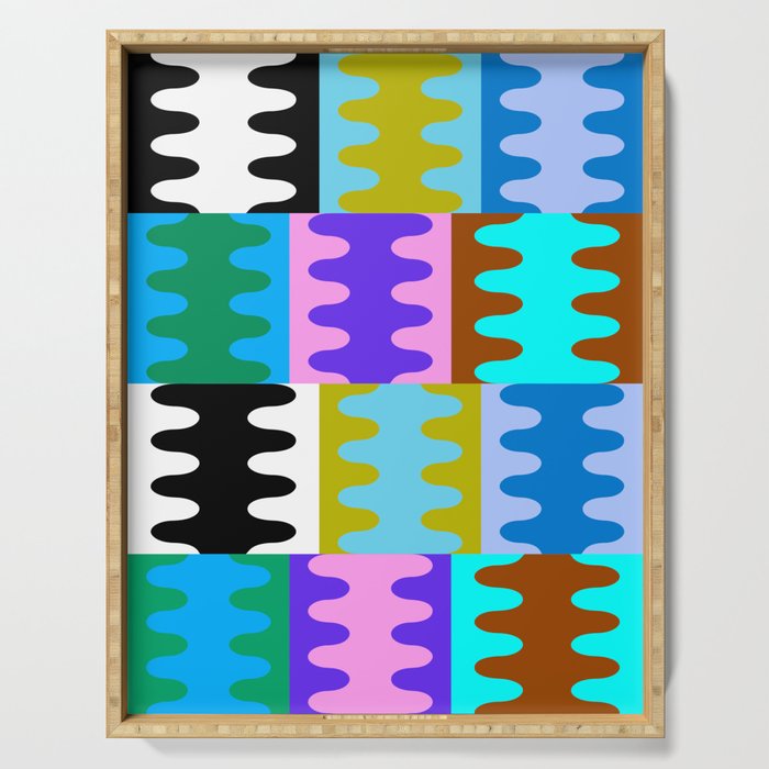 Funky Modern Wavy Shapes 2.0 | Color Block Pattern Serving Tray Gallery Image 1