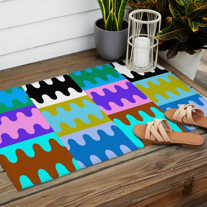 Funky Modern Wavy Shapes 2.0 | Color Block Pattern Outdoor Rug Gallery Image 2