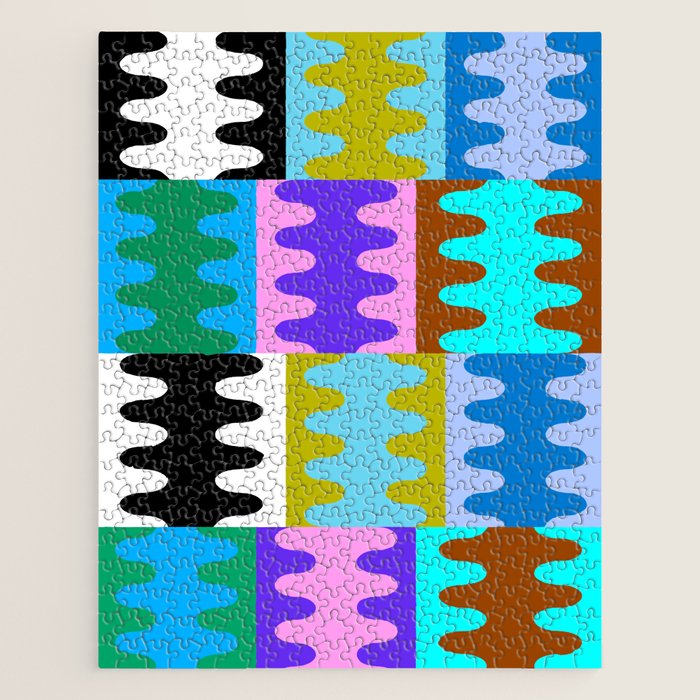 Funky Modern Wavy Shapes 2.0 | Color Block Pattern Jigsaw Puzzle Gallery Image 1