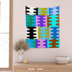 Funky Modern Wavy Shapes 2.0 | Color Block Pattern Wall Tapestry Gallery Image 2