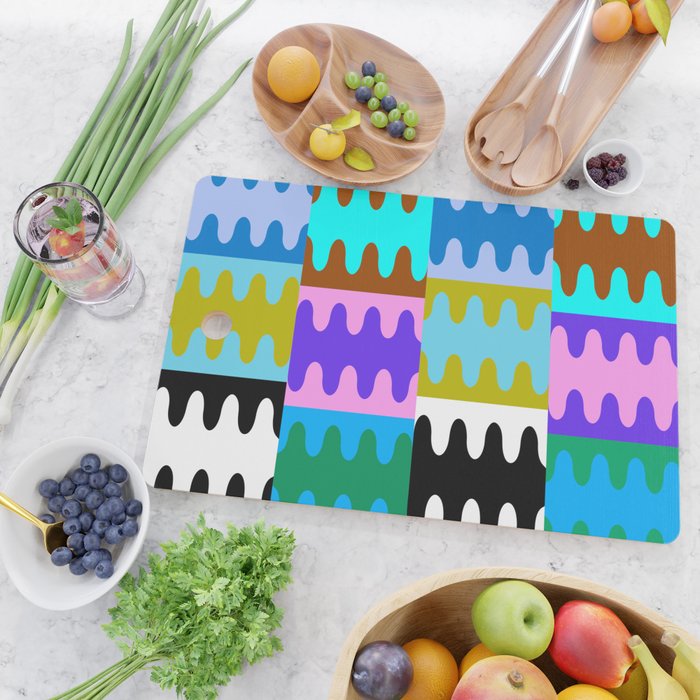 Funky Modern Wavy Shapes 2.0 | Color Block Pattern Cutting Board Gallery Image 2