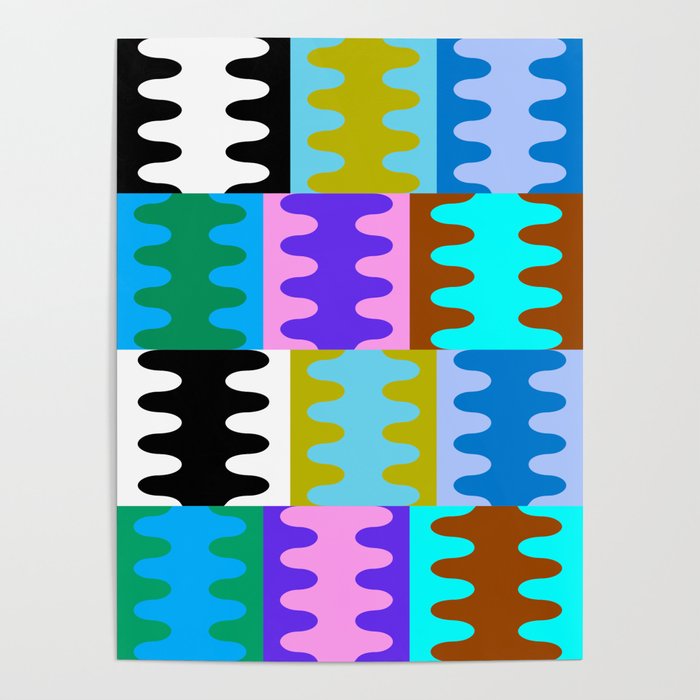 Funky Modern Wavy Shapes 2.0 | Color Block Pattern Poster Gallery Image 4