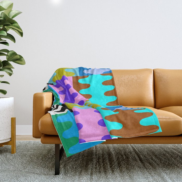 Funky Modern Wavy Shapes 2.0 | Color Block Pattern Throw Blanket Gallery Image 1