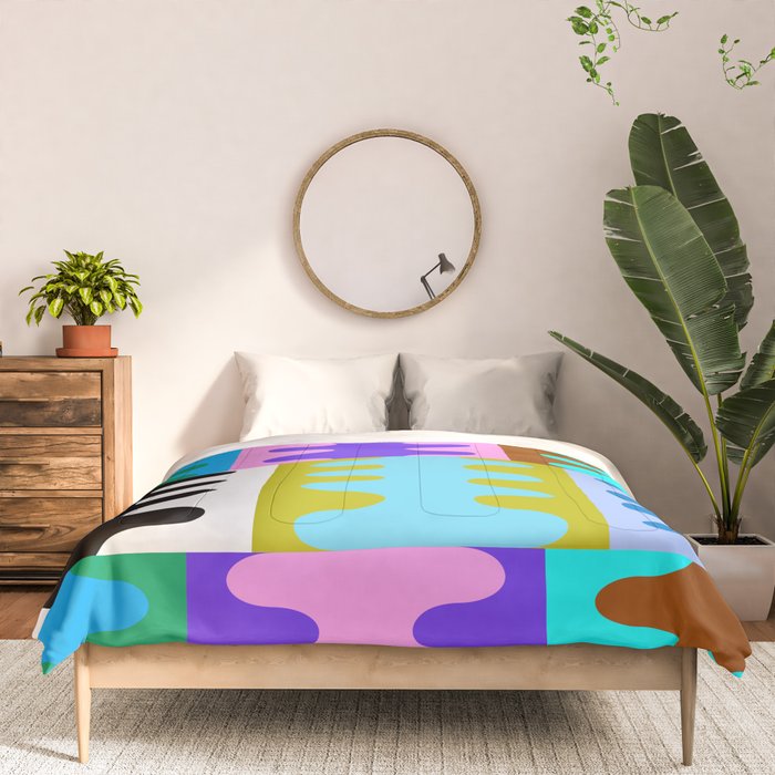 Funky Modern Wavy Shapes 2.0 | Color Block Pattern Comforter Gallery Image 3