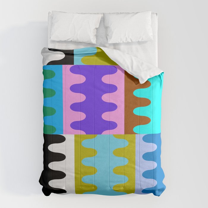 Funky Modern Wavy Shapes 2.0 | Color Block Pattern Comforter Gallery Image 6