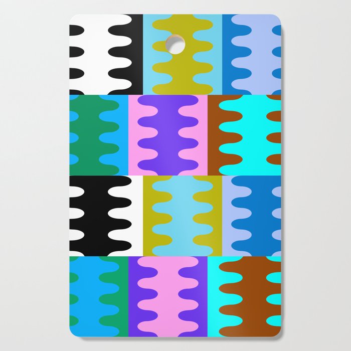 Funky Modern Wavy Shapes 2.0 | Color Block Pattern Cutting Board Gallery Image 1