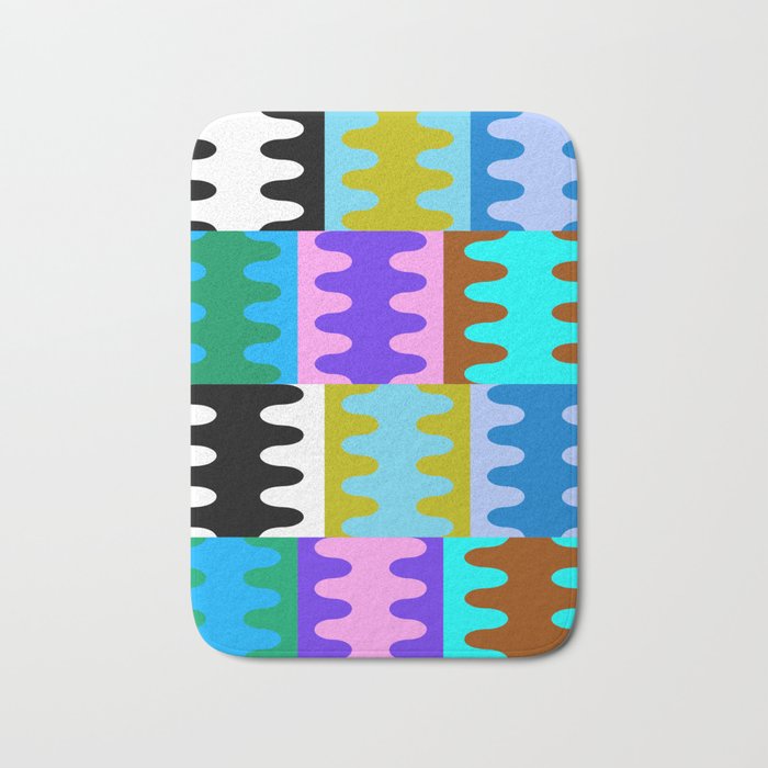 Funky Modern Wavy Shapes 2.0 | Color Block Pattern Bath Mat Gallery Image 1