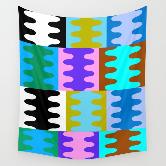 Funky Modern Wavy Shapes 2.0 | Color Block Pattern Wall Tapestry Gallery Image 1