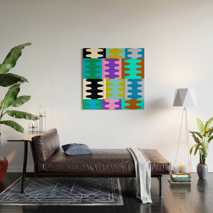 Funky Modern Wavy Shapes 2.0 | Color Block Pattern Wood Wall Art Gallery Image 2