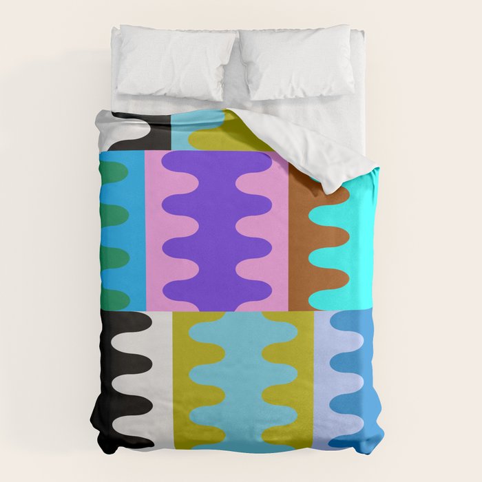 Funky Modern Wavy Shapes 2.0 | Color Block Pattern Duvet Cover Gallery Image 6