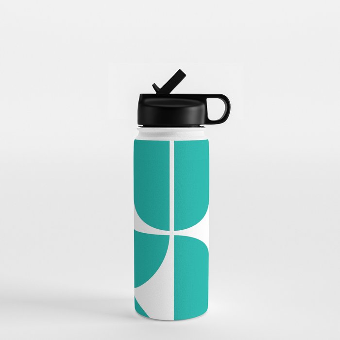 Mid Century Modern Turquoise Square Water Bottle Gallery Image 1