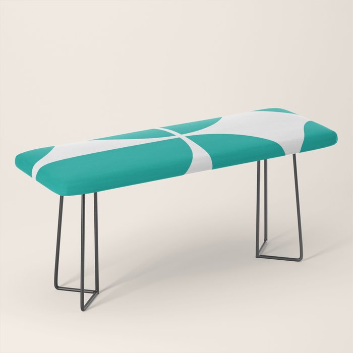 Mid Century Modern Turquoise Square Bench Gallery Image 1