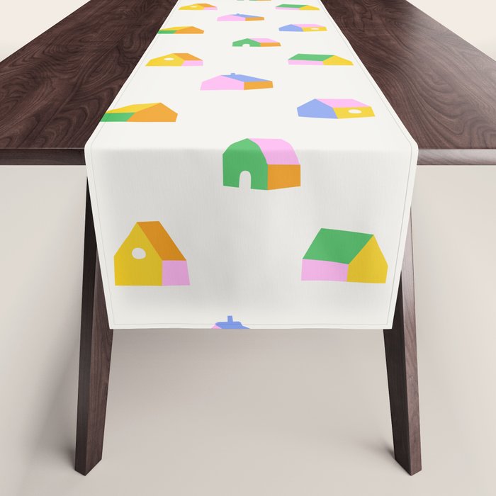 Colorful toy house city pattern Table Runner Gallery Image 1