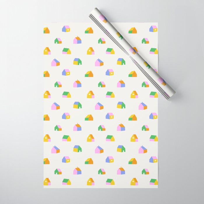 Colorful toy house city pattern Wrapping Paper Gallery Image 1
