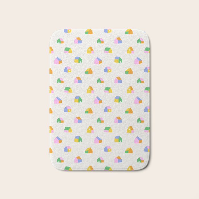 Colorful toy house city pattern Bath Mat Gallery Image 1