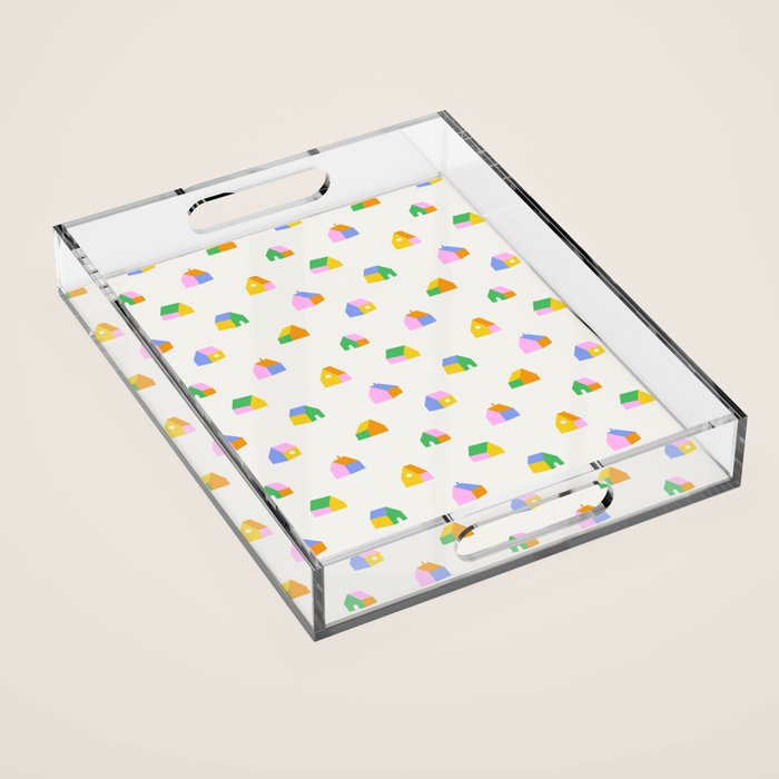 Colorful toy house city pattern Acrylic Tray Gallery Image 1