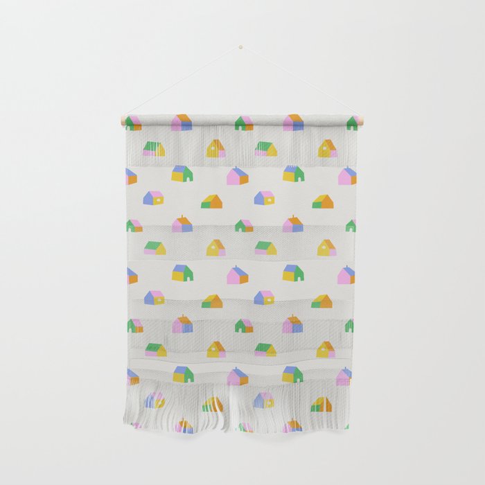Colorful toy house city pattern Wall Hanging Gallery Image 1